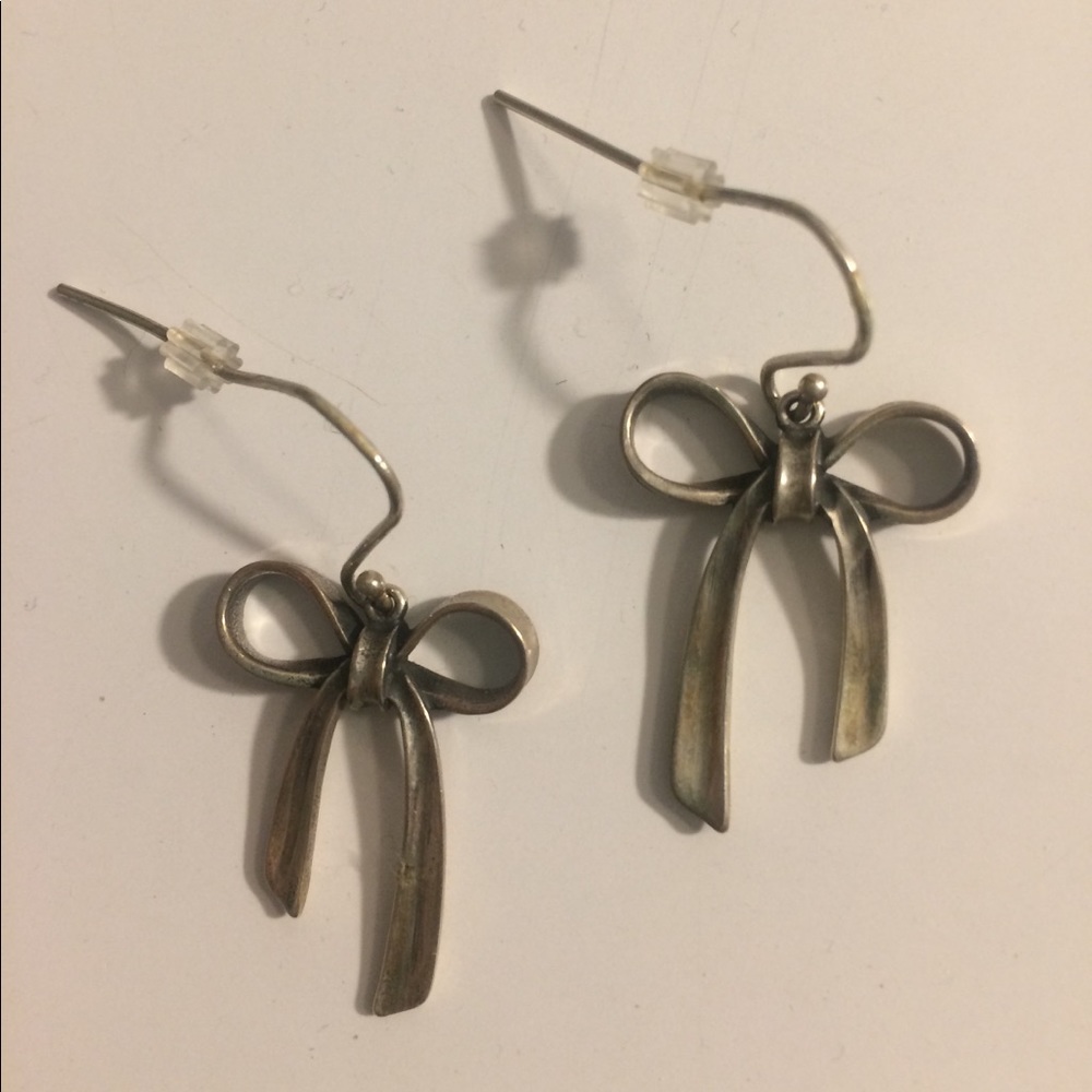 James Avery silver bow holiday earrings